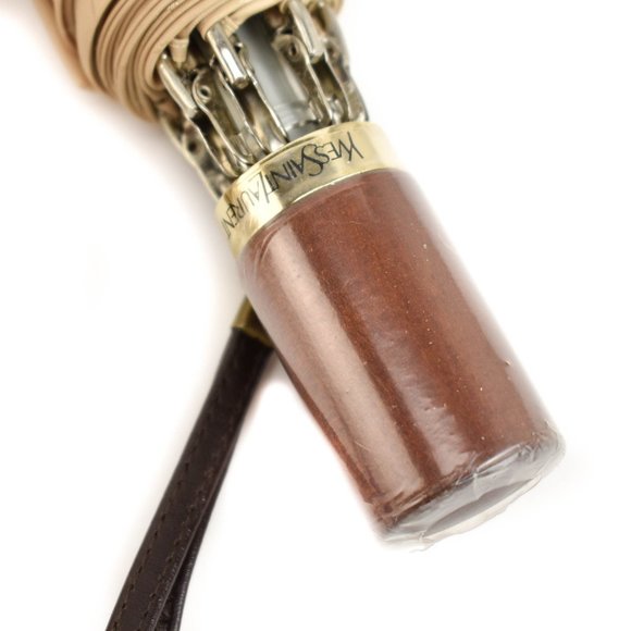 YSL: Golden Beige, "YSL" Logo Compact Umbrella mo - Picture 3 of 8